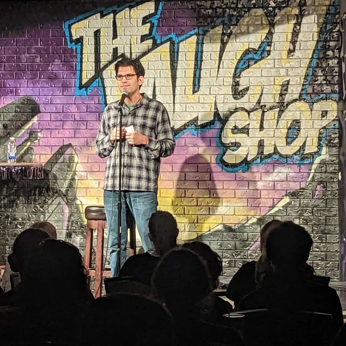 Dan Mintz performing stand-up at The Laugh Shop
